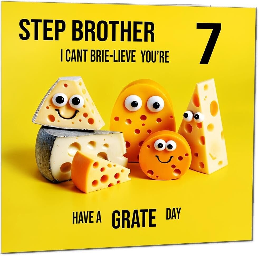 Step Brother Birthday Card - Cheese Pun Funny Step-Brothers