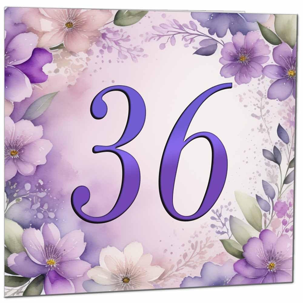 Birthday Card for Women - Purple Floral 80th Birthday Cards for year old woman Ladies Grandma Nan Aunt Mum Sister Mom Friend
