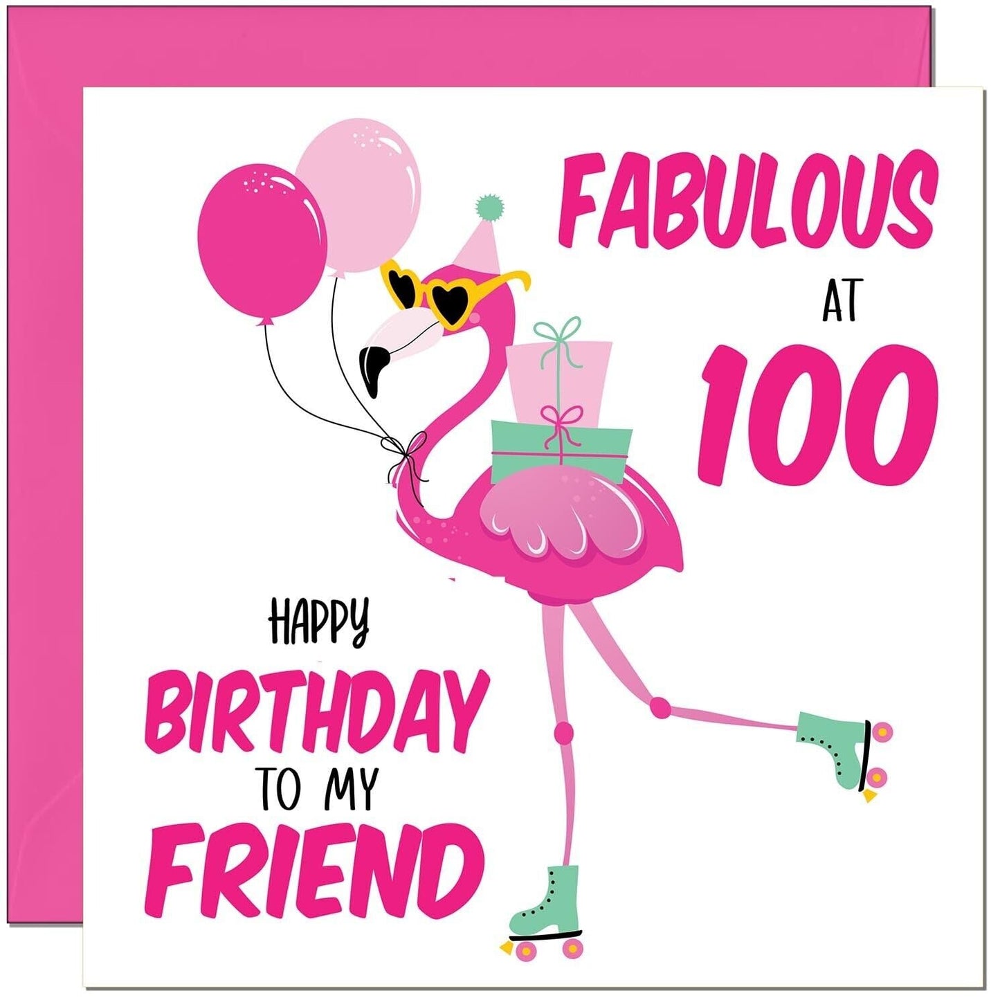 Womens Birthday Card for Friend - Fabulous Flamingo - Ladies Pink Cute Friend
