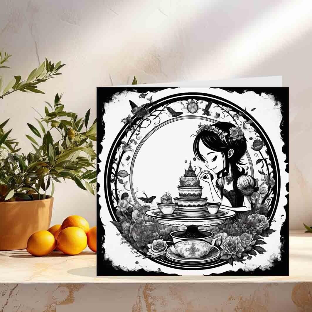 Gothic Alice in Wonderland Card - Gothic Greeting Cards 145 x 145mm