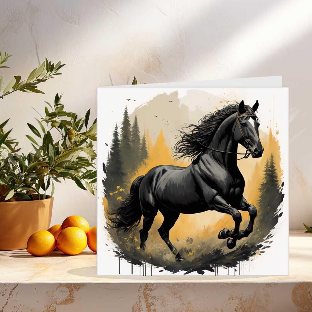Watercolour Horse Greeting Card Horse birthday card - 145 x 145mm