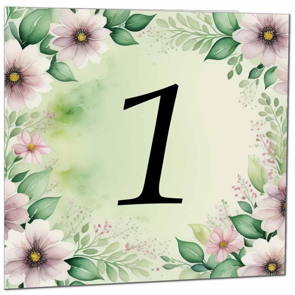 1st Birthday Card for Girls Boys - Green Floral Birthday Cards for 1 year old Granddaughter Daughter Kids One, First Sister Niece cousin
