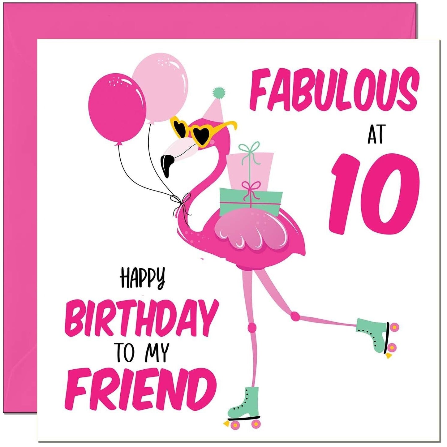 Womens Birthday Card for Friend - Fabulous Flamingo - Ladies Pink Cute Friend