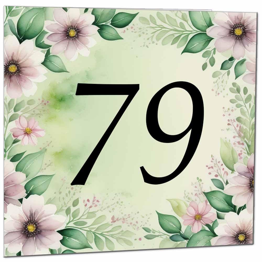 80th Birthday Card for Women Men - Green Floral Birthday Cards for 80 year old Lady Eighty Eightieth Ladies Grandma Nan Aunt Mum Sister Mom Friend