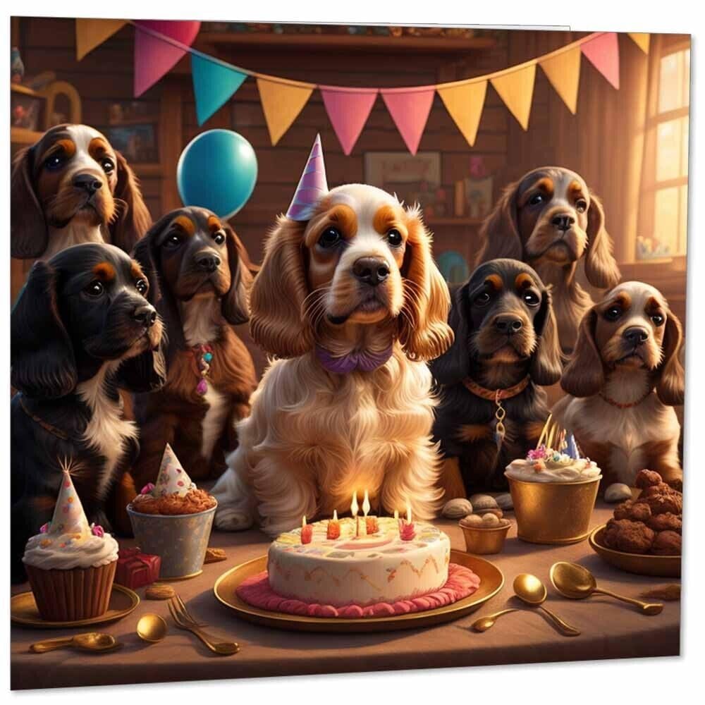 Cocker Spaniel Birthday Card - Cute Dog Cocker Spaniel Card 145mm x 145mm