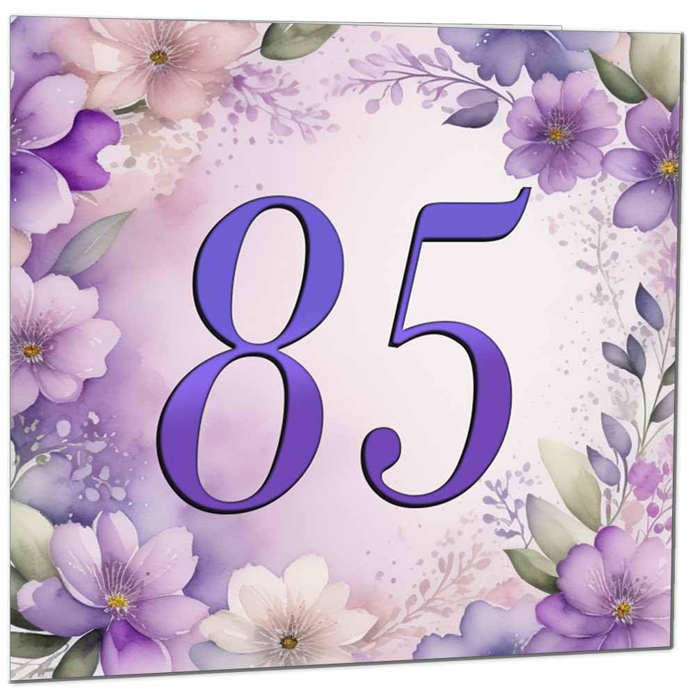 Birthday Card for Women - Purple Floral 80th Birthday Cards for year old woman Ladies Grandma Nan Aunt Mum Sister Mom Friend