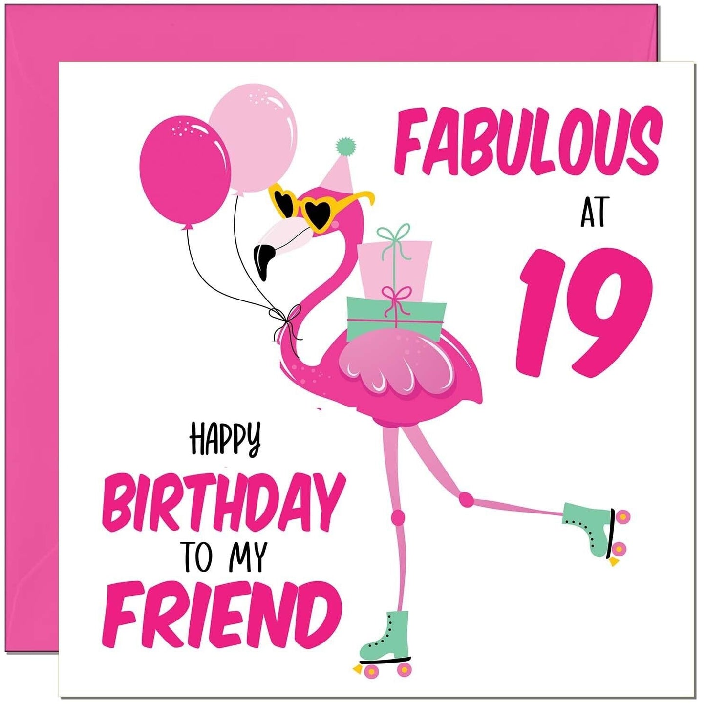 Womens Birthday Card for Friend - Fabulous Flamingo - Ladies Pink Cute Friend