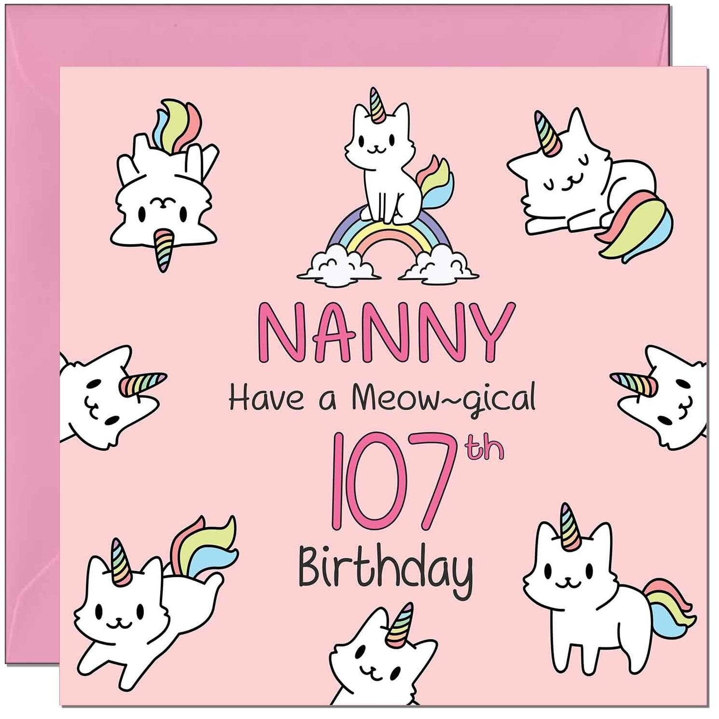 Nanny Birthday Card - Funny Cat Cute Grandma