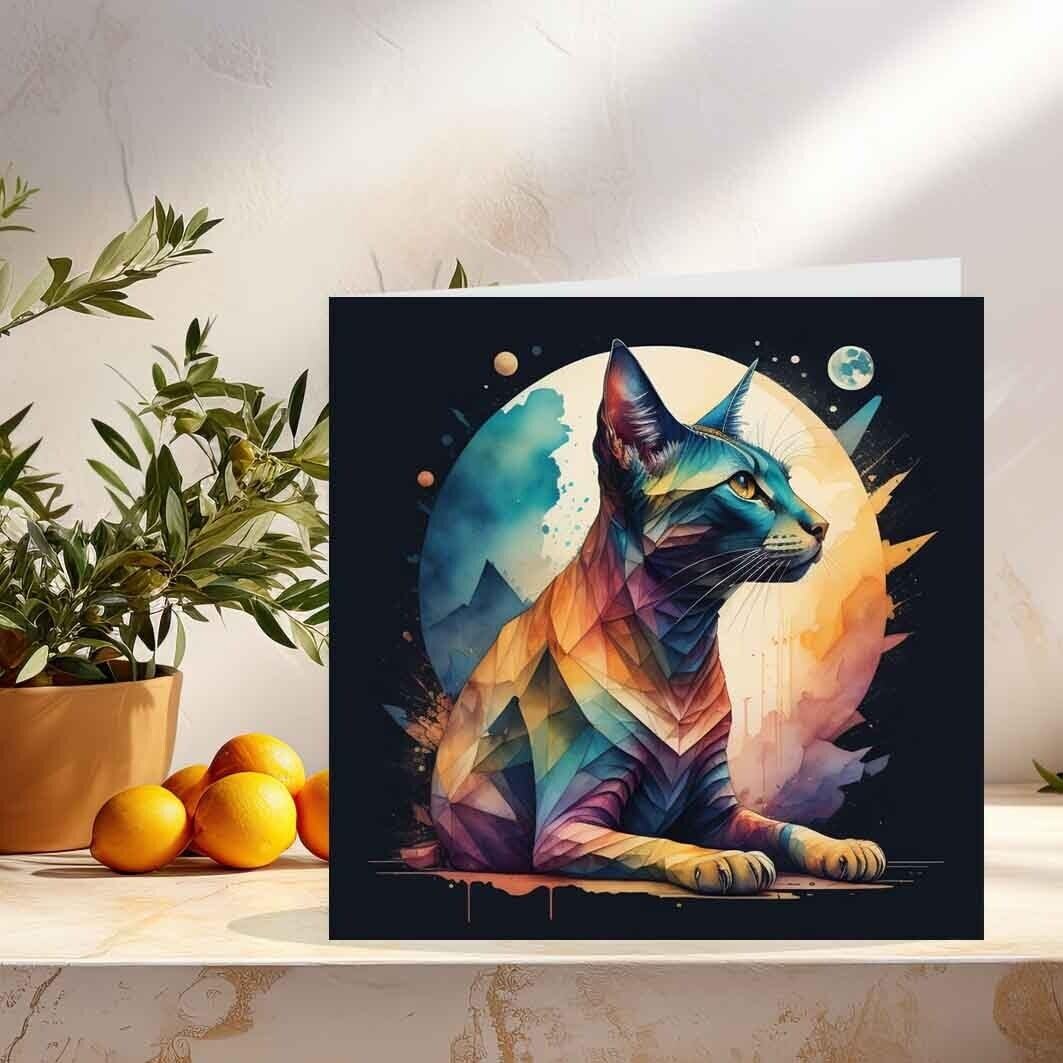Artistic Cat Greeting Card/Birthday Card 145 x 145mm