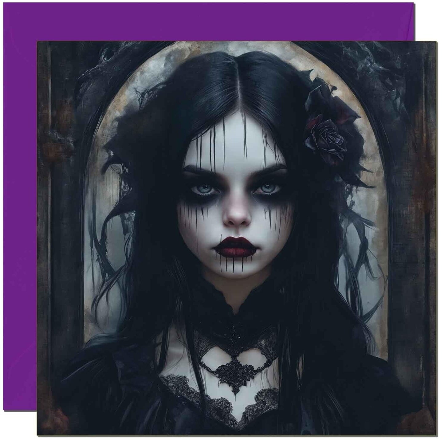 Goth Girl Birthday Card - Rock Dark Gothic Emo Birthday Card Creepy bday Card