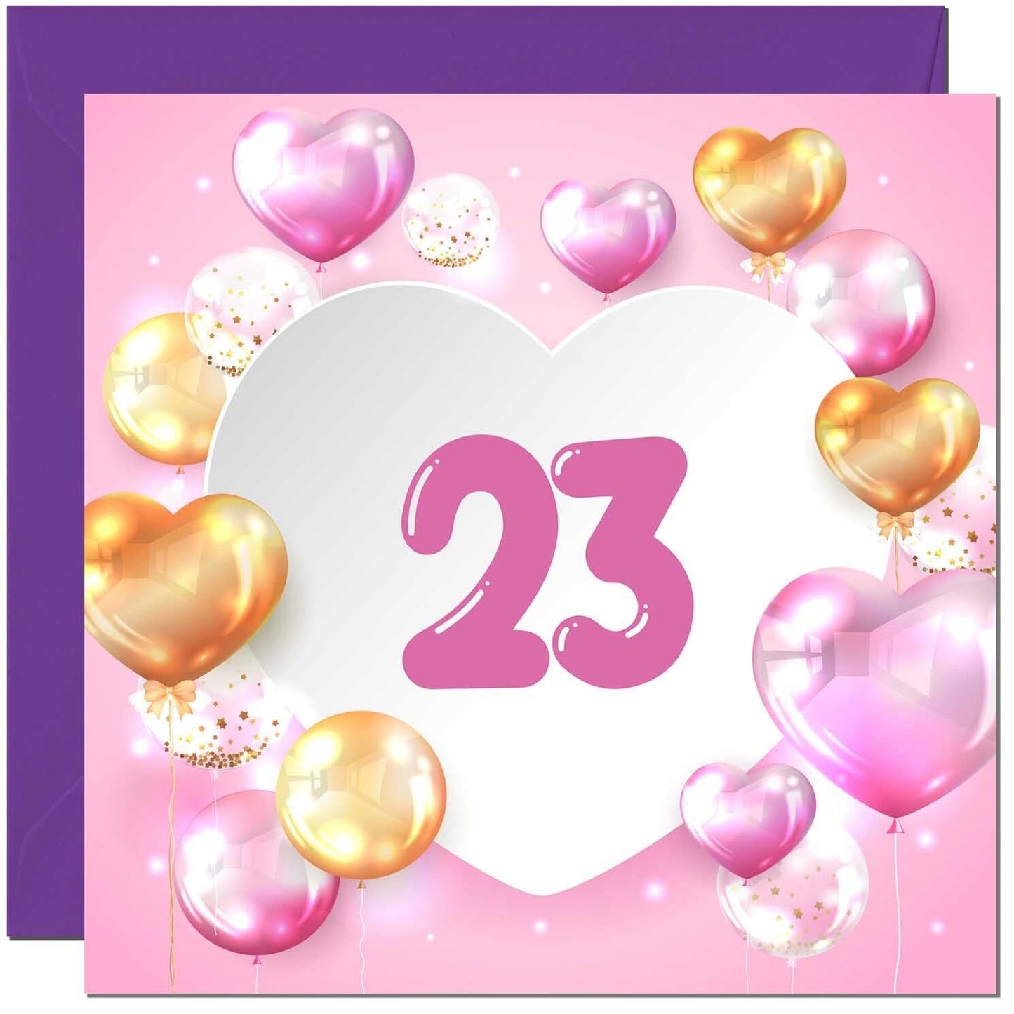 Birthday Card for women Girls Pink Balloon Numbers