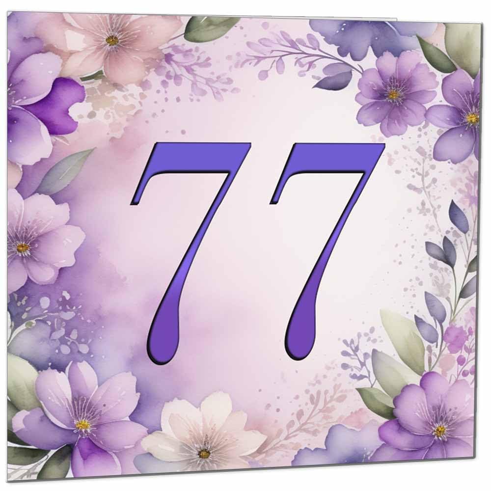 Birthday Card for Women - Purple Floral 80th Birthday Cards for year old woman Ladies Grandma Nan Aunt Mum Sister Mom Friend