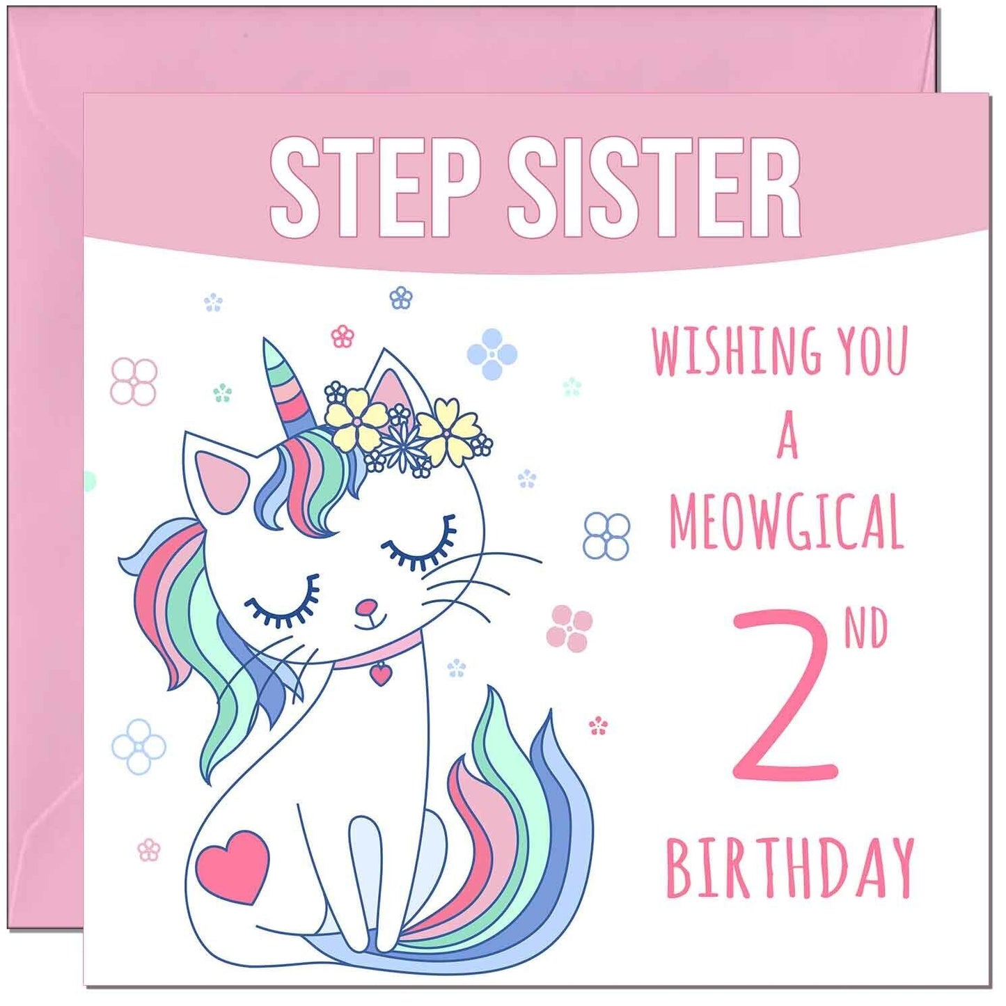 Step Sister Birthday Card - Meowgical Funny Cat