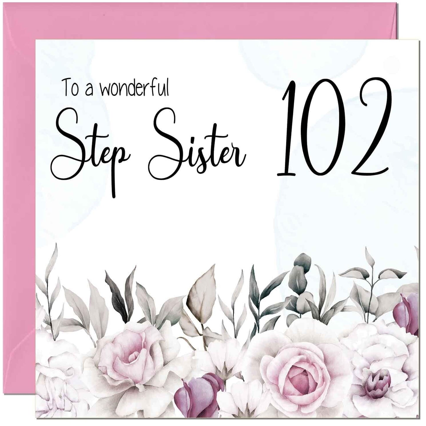 Step Sister Birthday Card Floral Elegant Step Sisters