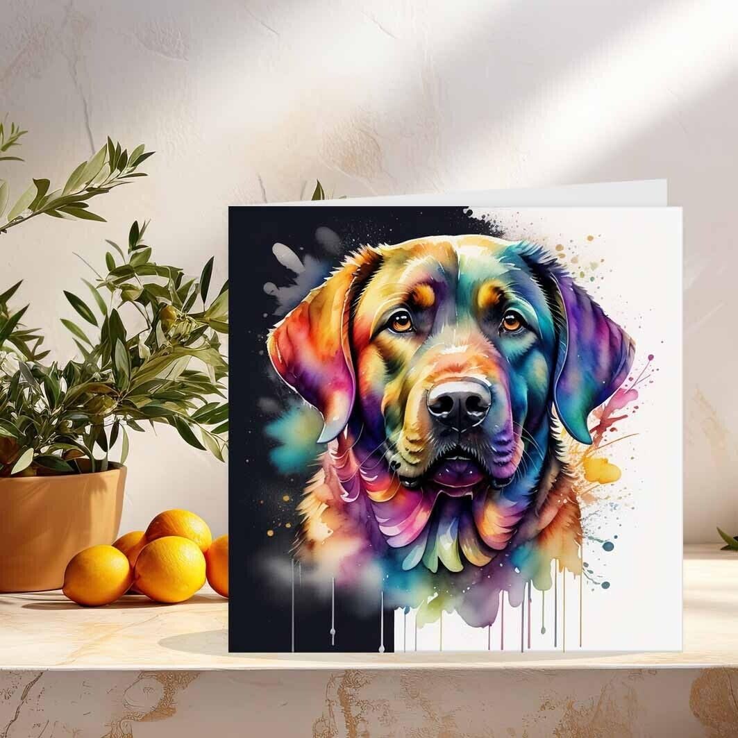 Watercolour Labrador dog Birthday Cards 145 x 145mm