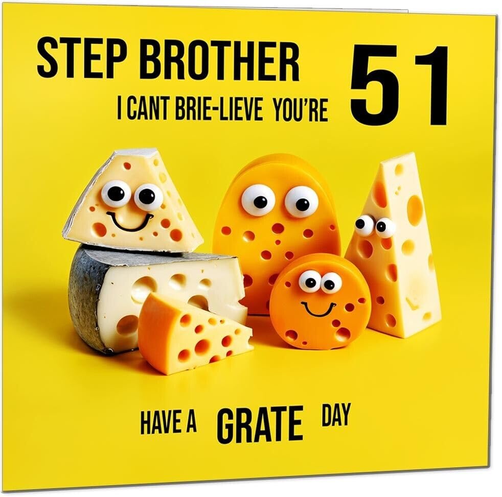 Step Brother Birthday Card - Cheese Pun Funny Step-Brothers
