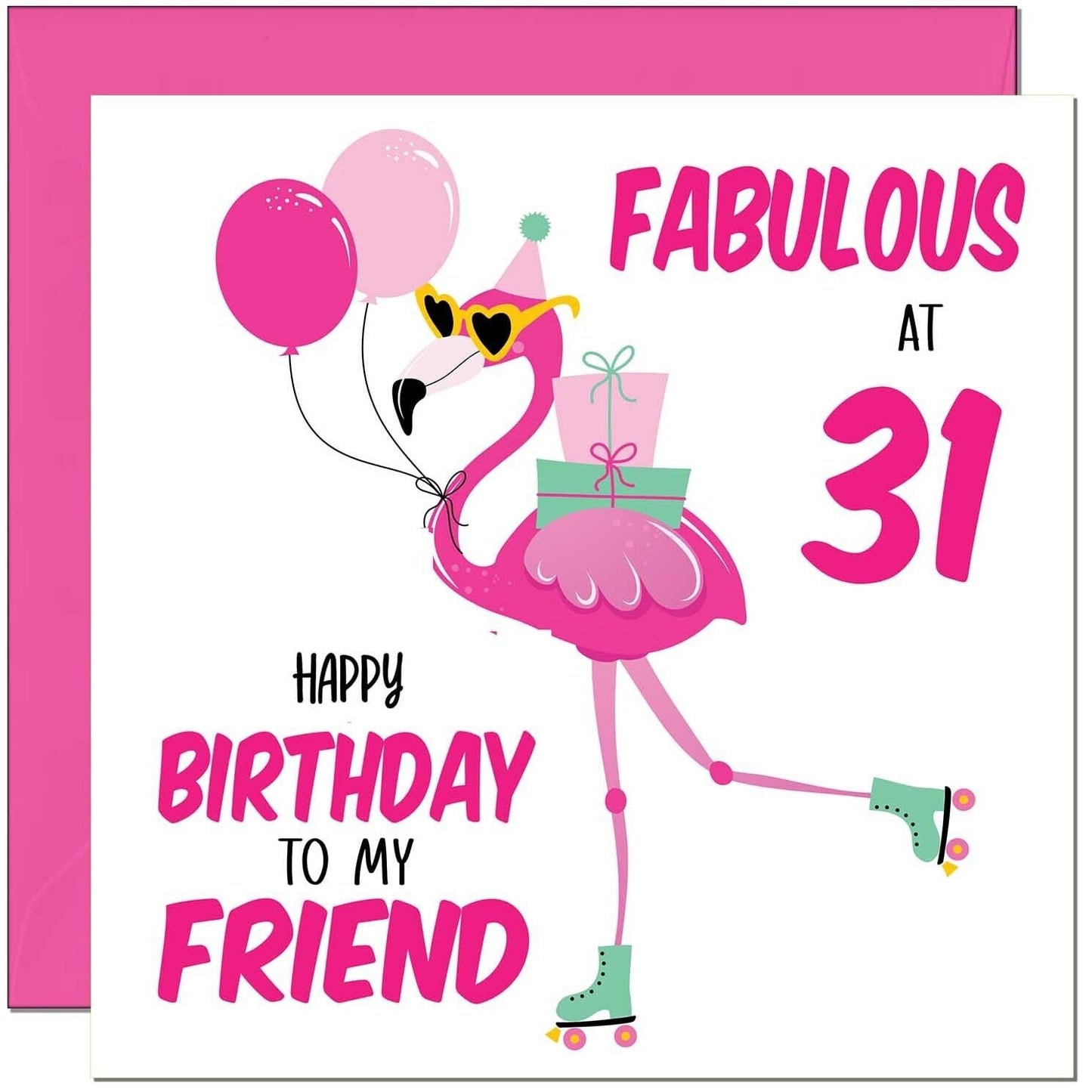 Womens Birthday Card for Friend - Fabulous Flamingo - Ladies Pink Cute Friend
