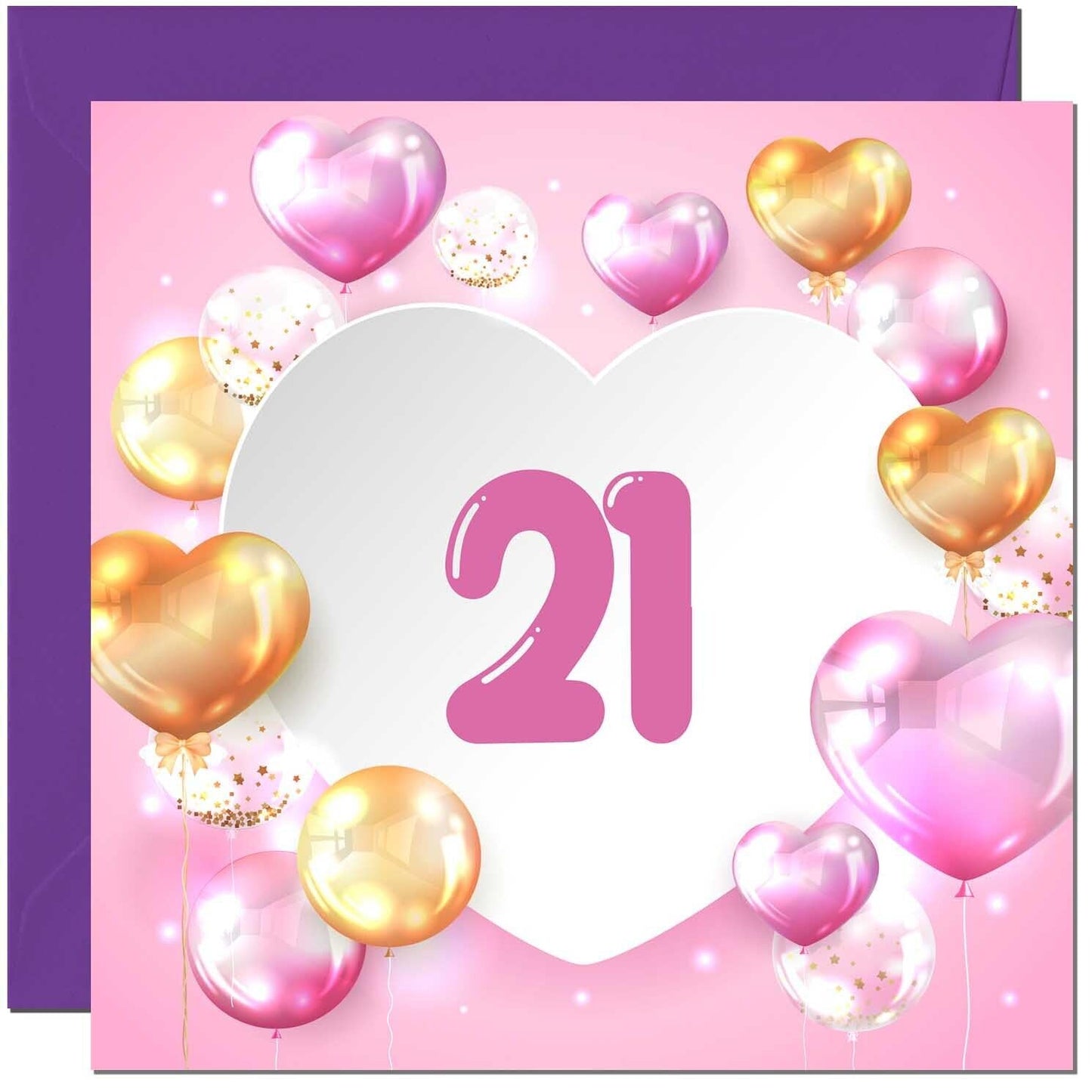 Birthday Card for women Girls Pink Balloon Numbers
