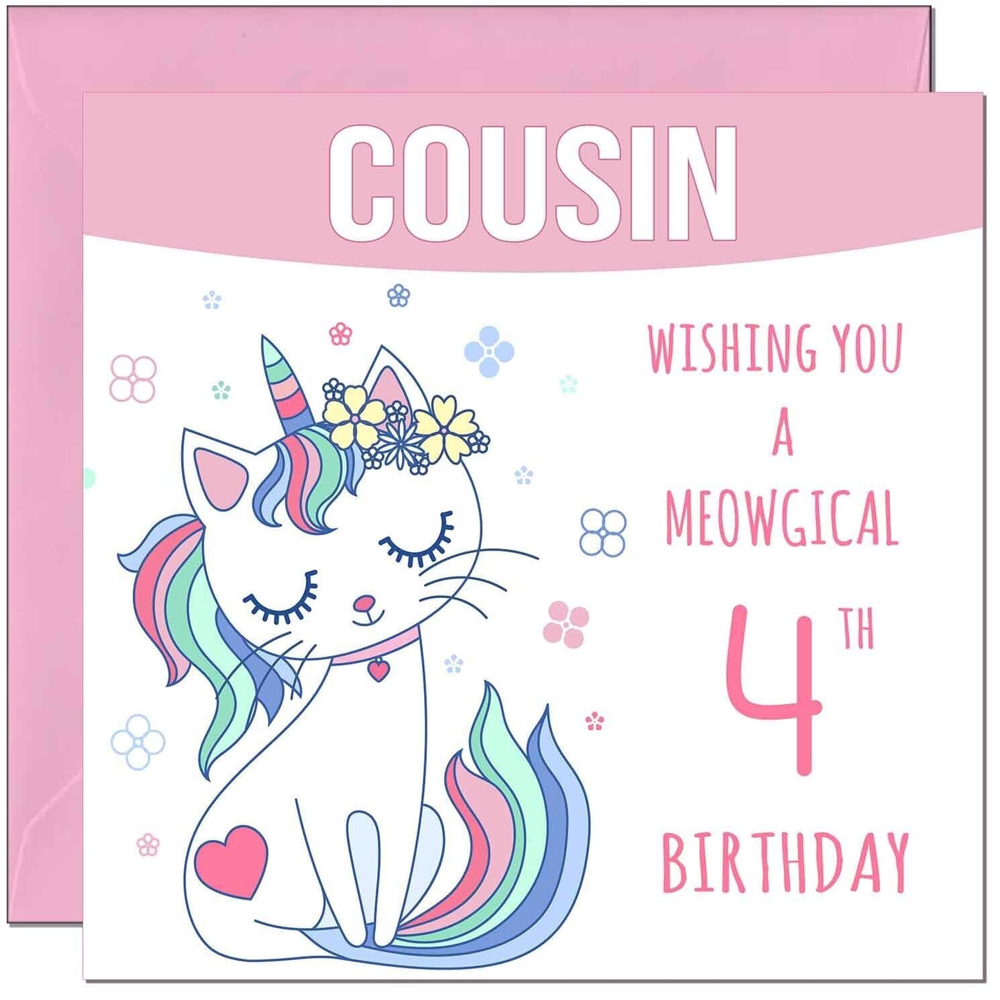 Cousin Birthday Card - Meowgical Funny Cat