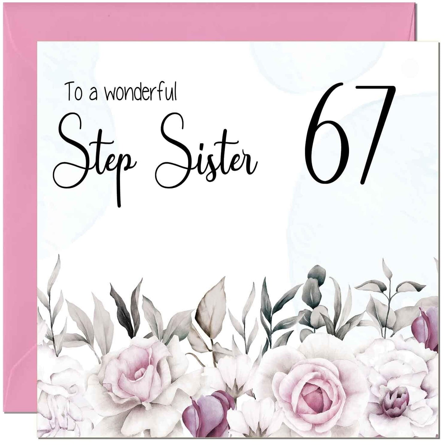 Step Sister Birthday Card Floral Elegant Step Sisters