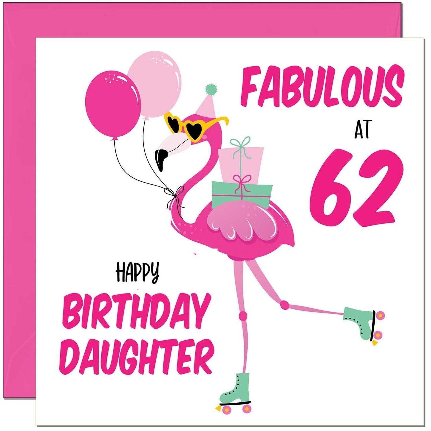 Daughter Birthday Card - Fabulous Flamingo - Ladies Womens Pink Cute Daughters