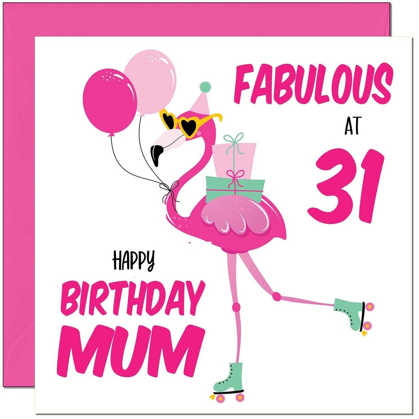 Mum Birthday Card - Fabulous Flamingo - Mom Womens Pink Cute Mum Mothers