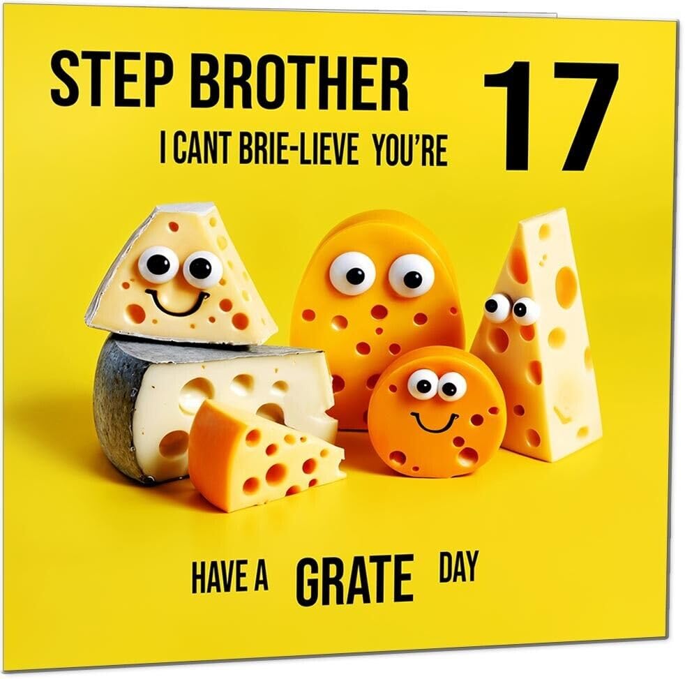 Step Brother Birthday Card - Cheese Pun Funny Step-Brothers