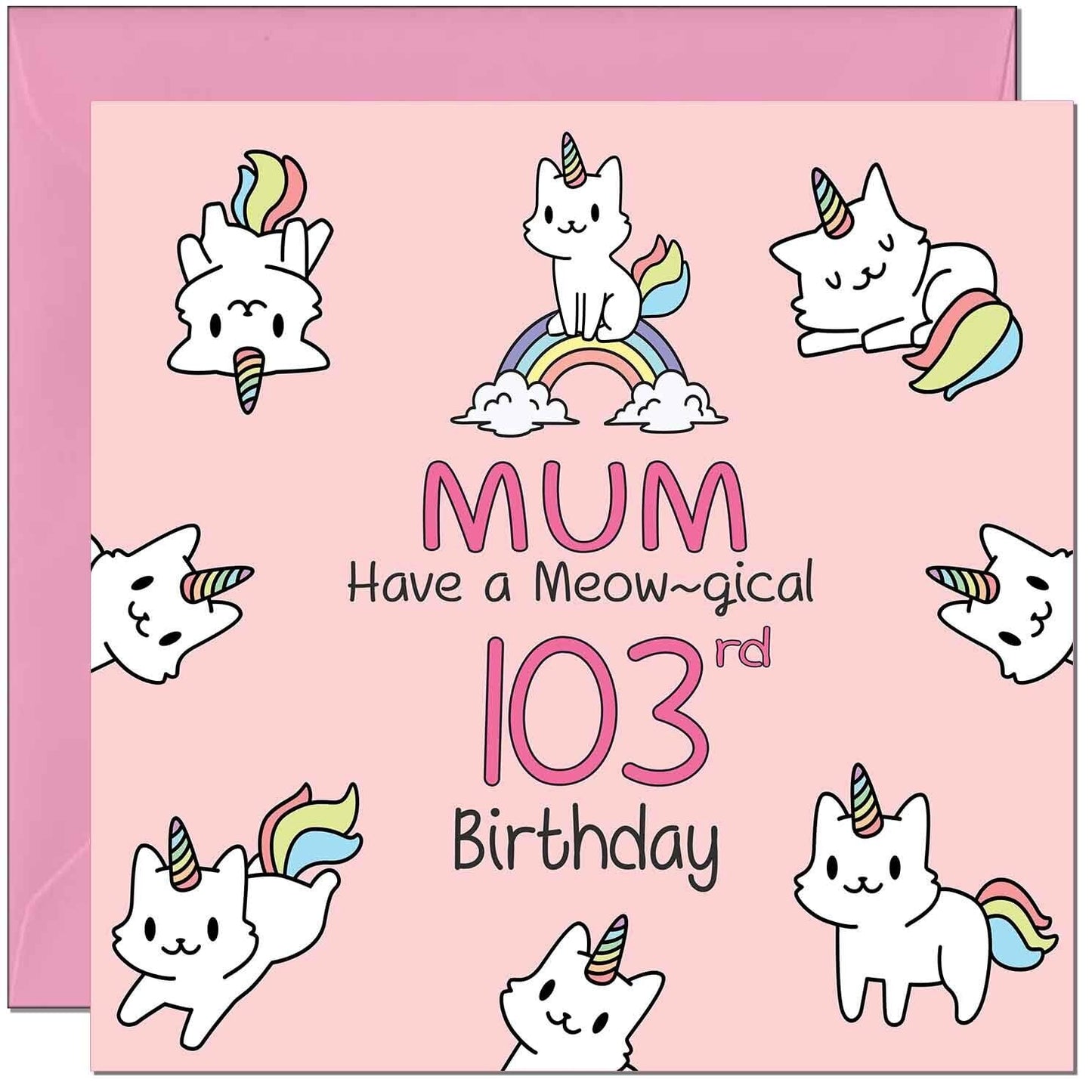 Mum Birthday Card - Funny Cat Cute Mother Mom