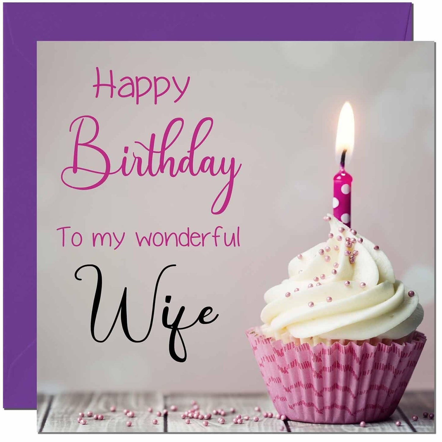 Birthday Card for Women Men Pink Grey Cupcake