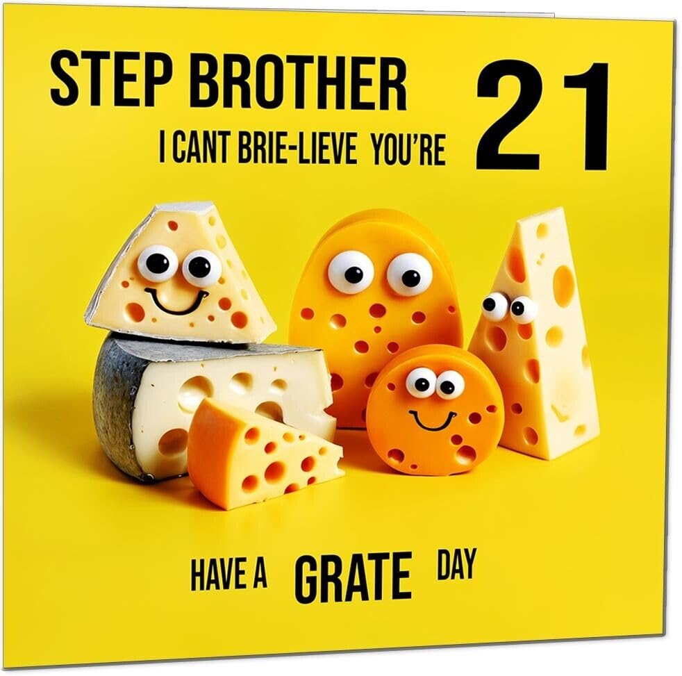 Step Brother Birthday Card - Cheese Pun Funny Step-Brothers
