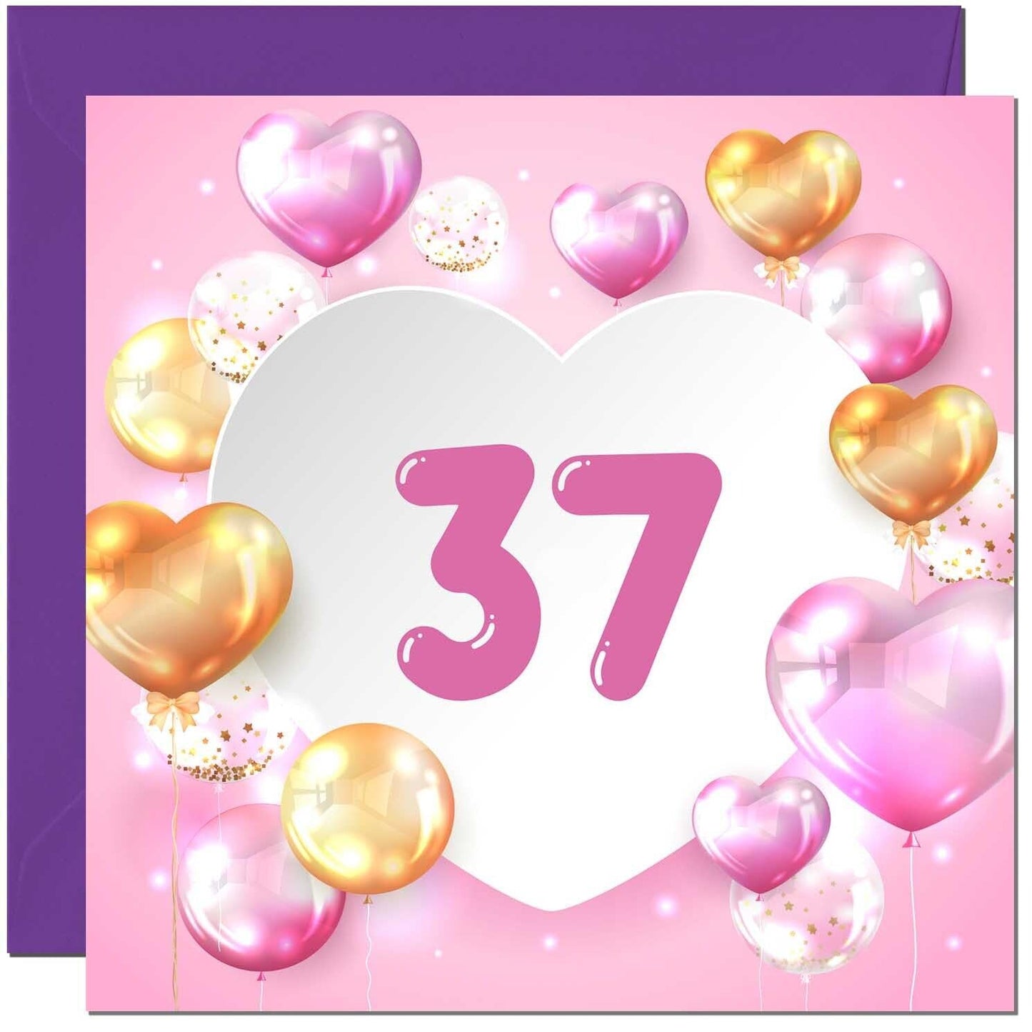 Birthday Card for women Girls Pink Balloon Numbers