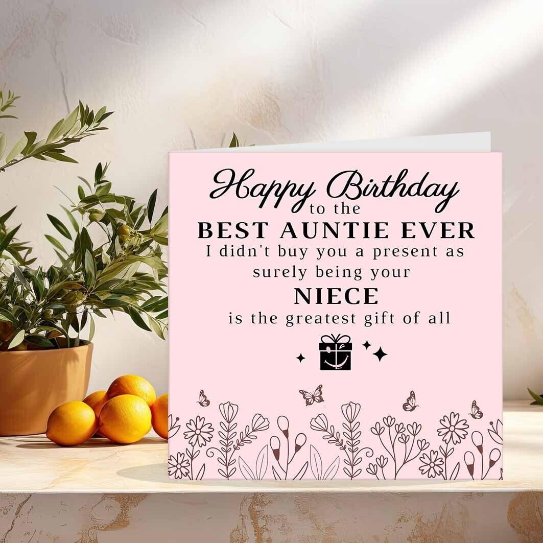 Birthday Cards for Aunt From Niece - Funny Auntie Birthday Card 145 x 145mm