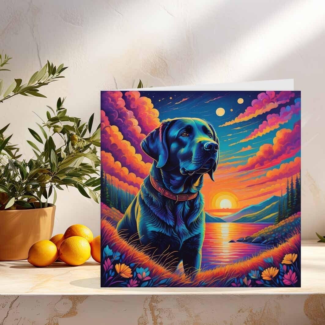 Labrador Greeting Card Painting beautiful Labrador dog Birthday Card 145 x 145mm