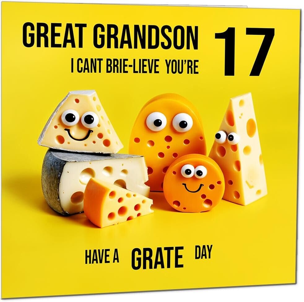 Great Grandson Birthday Card - Cheese Pun Funny Great Grandson