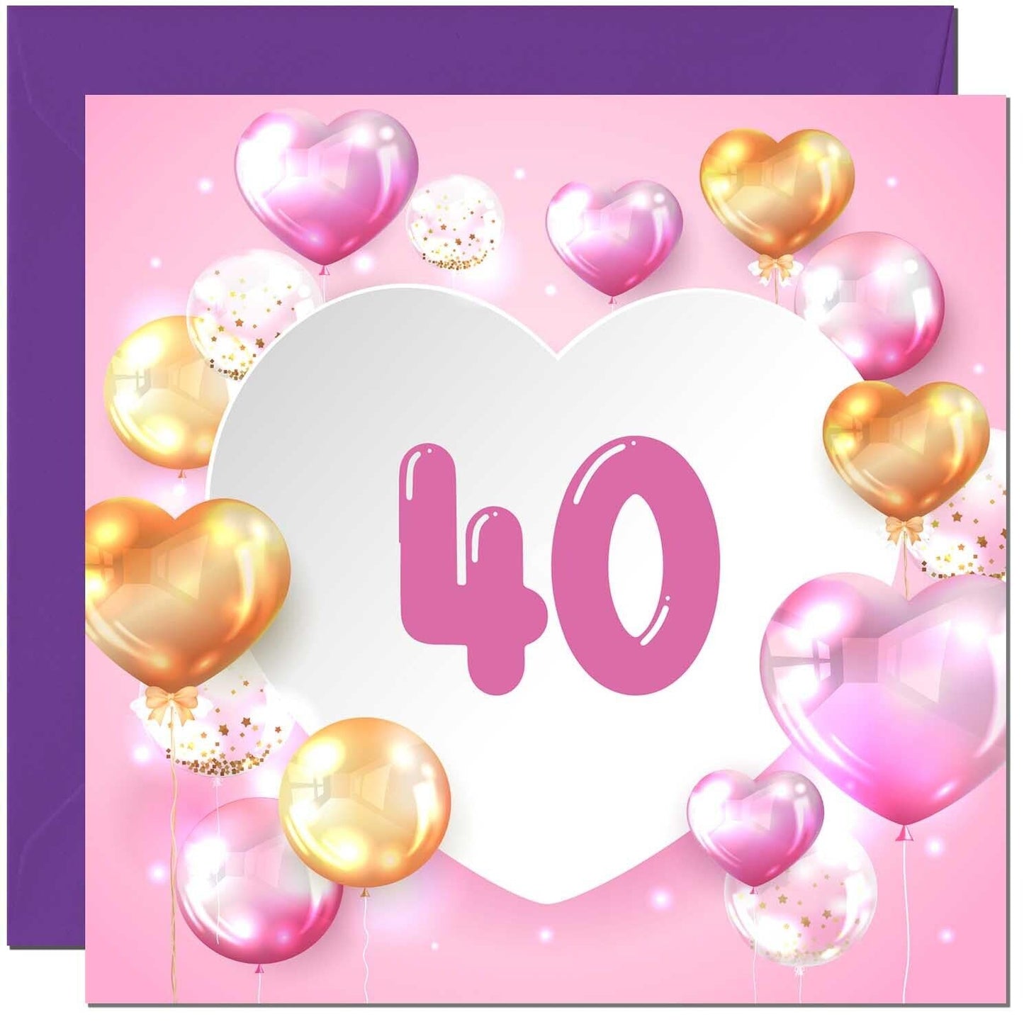 Birthday Card for women Girls Pink Balloon Numbers