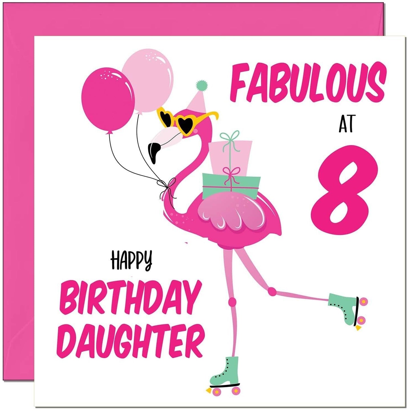 Daughter Birthday Card - Fabulous Flamingo - Ladies Womens Pink Cute Daughters