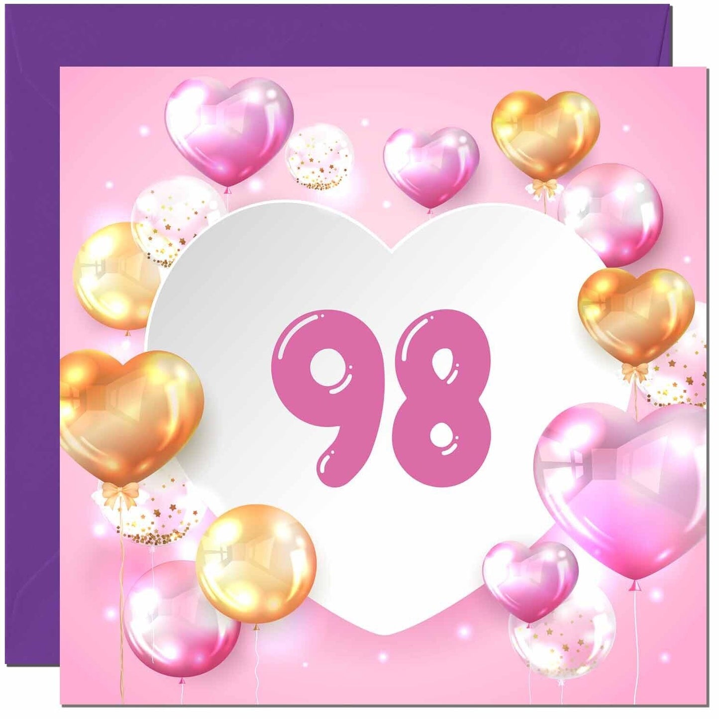 Birthday Card for women Girls Pink Balloon Numbers