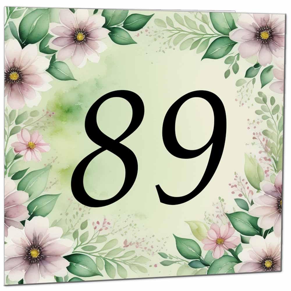 80th Birthday Card for Women Men - Green Floral Birthday Cards for 80 year old Lady Eighty Eightieth Ladies Grandma Nan Aunt Mum Sister Mom Friend