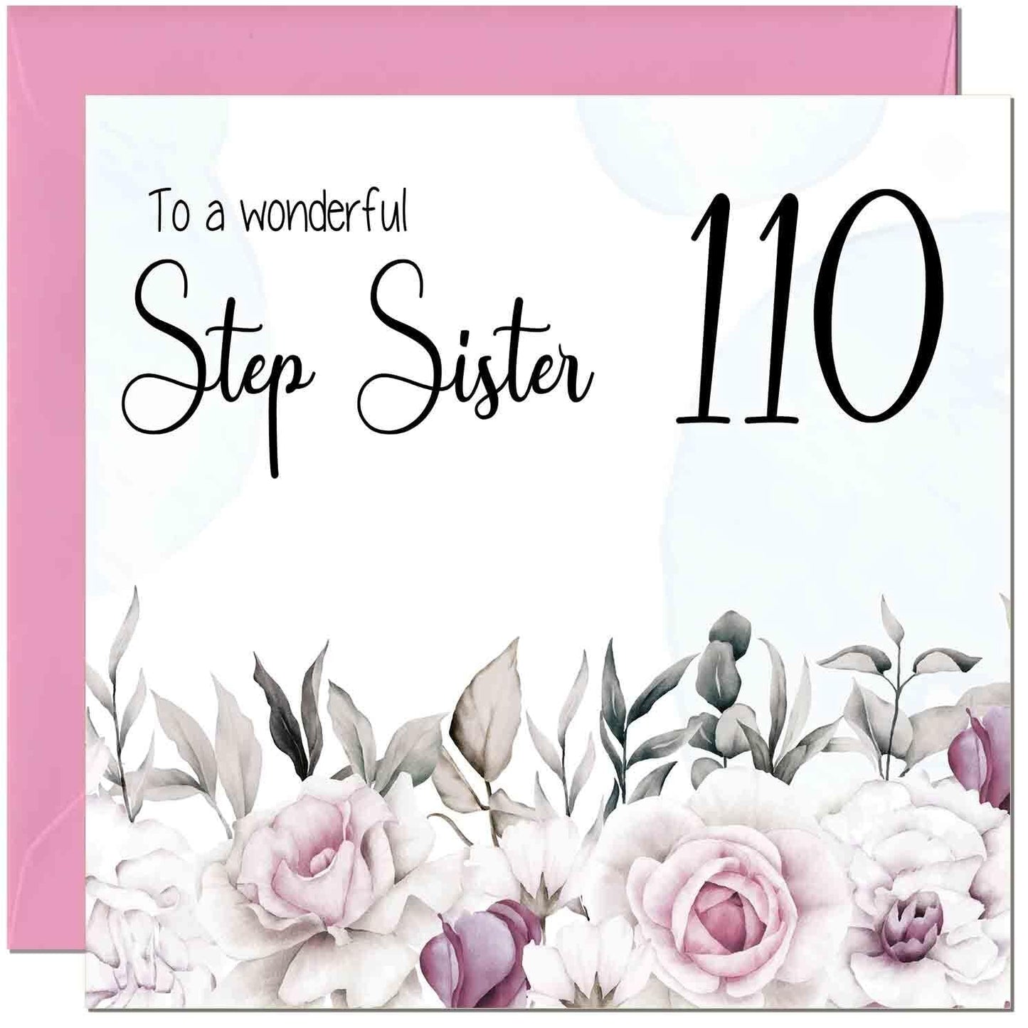 Step Sister Birthday Card Floral Elegant Step Sisters