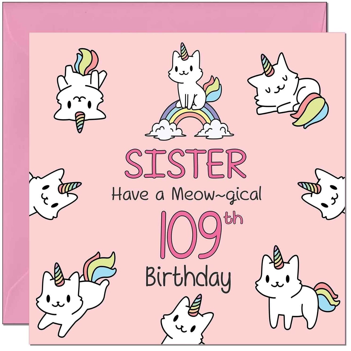 Sister Birthday Card - Funny Cat Cute Sister's