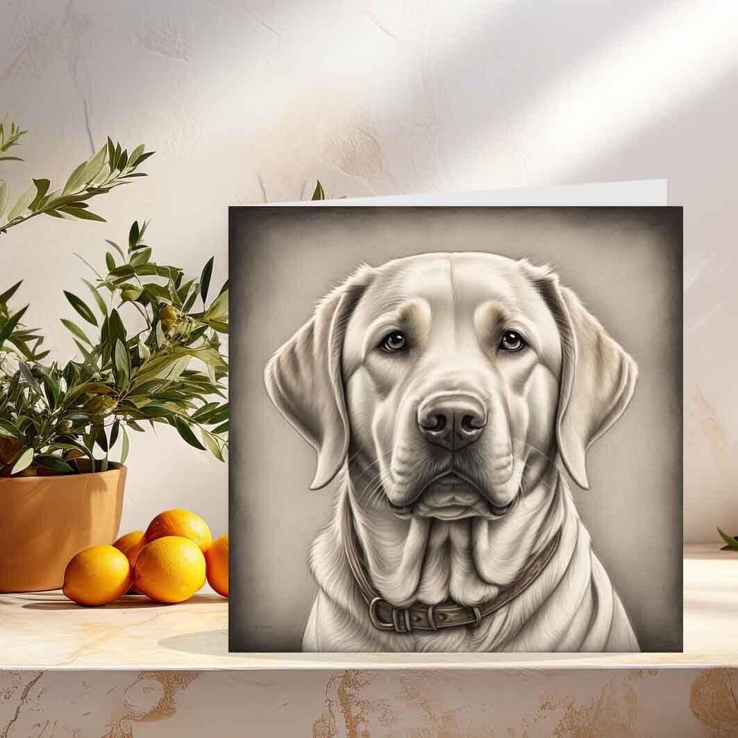 Labrador Drawing Birthday Card - Labrador Pencil Art Greeting Card 145 x 145mm