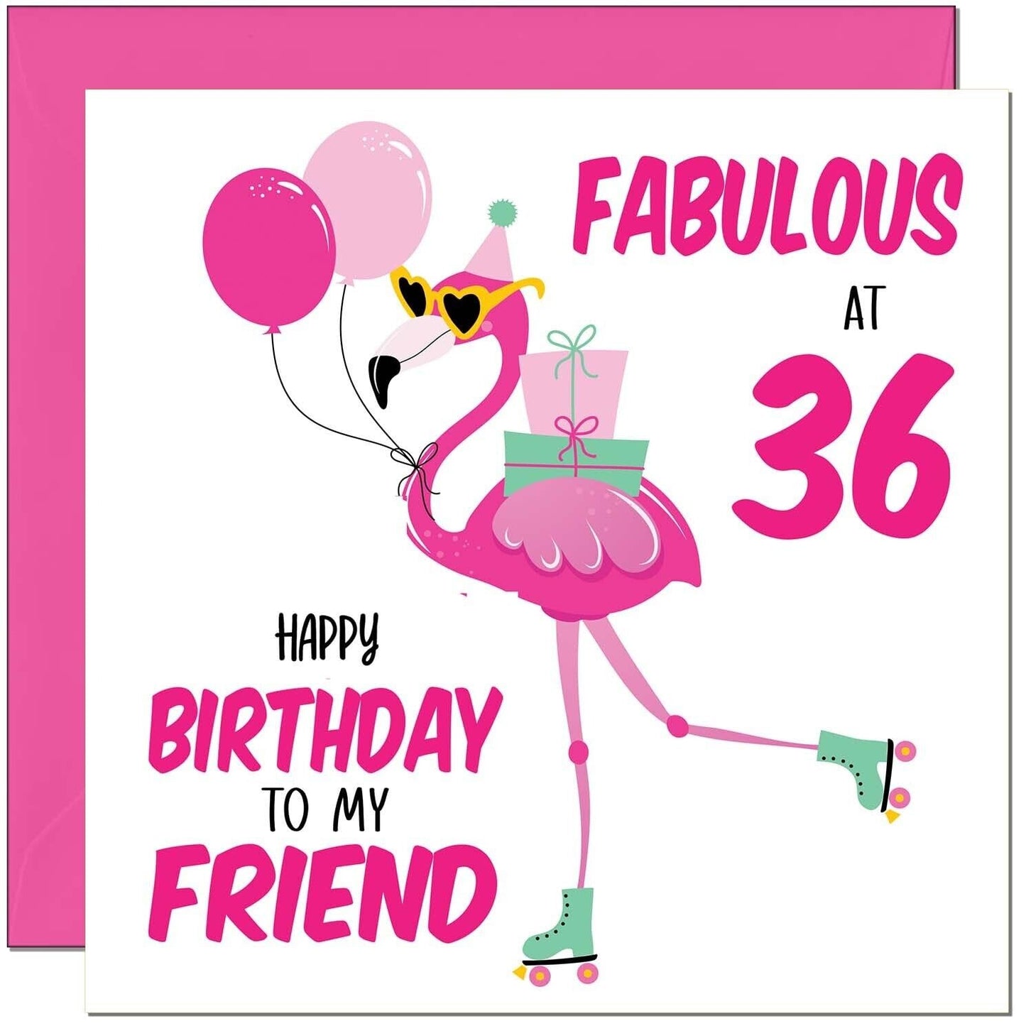 Womens Birthday Card for Friend - Fabulous Flamingo - Ladies Pink Cute Friend