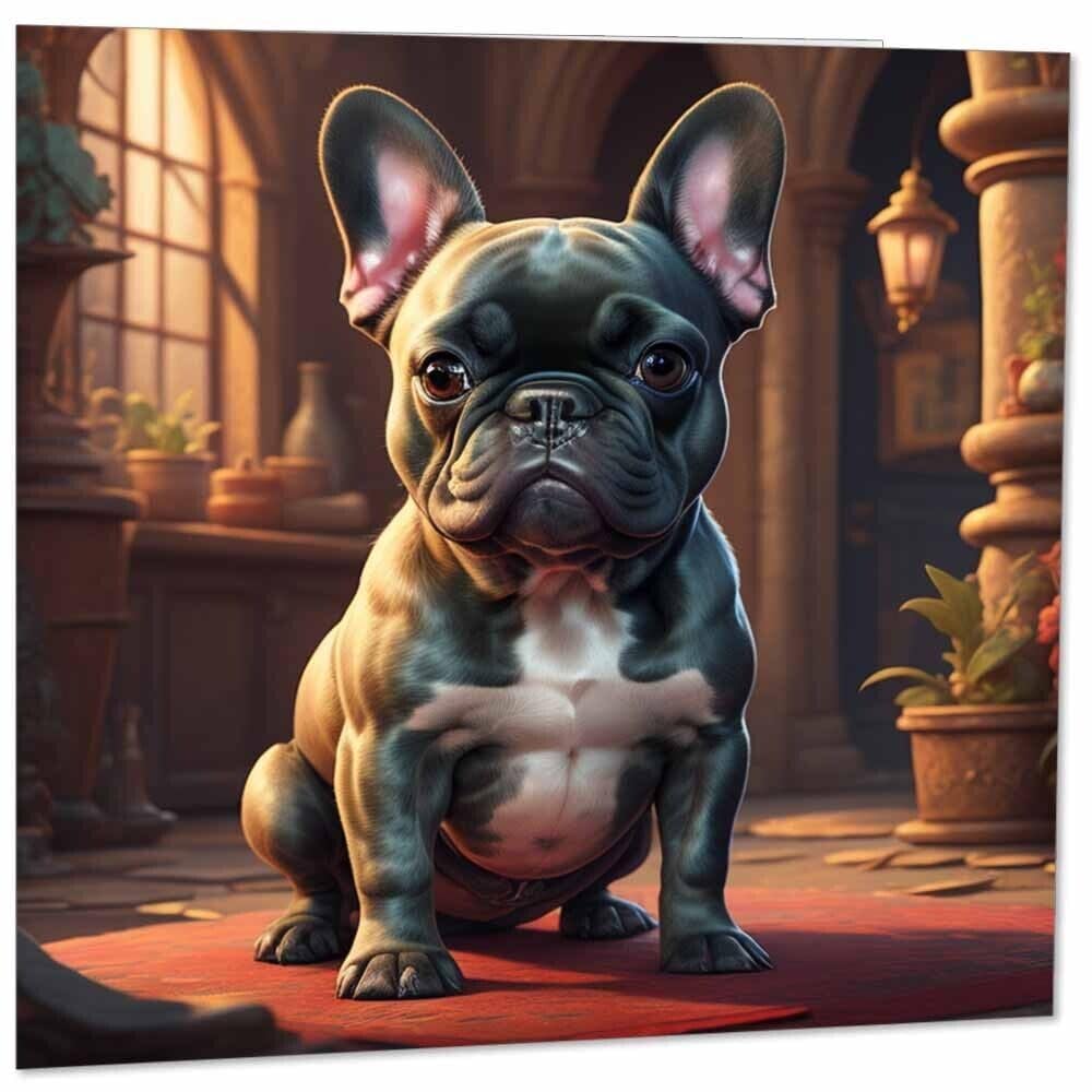 French Bulldog Greeting Card - Cute French Bulldog Card - 145mm x 145mm