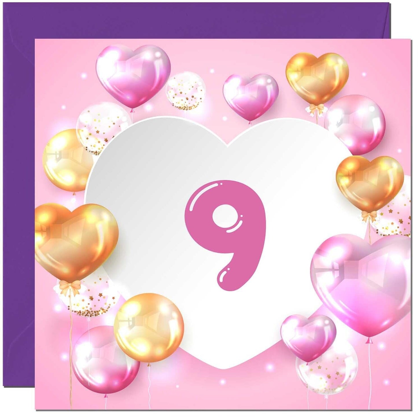 Birthday Card for women Girls Pink Balloon Numbers