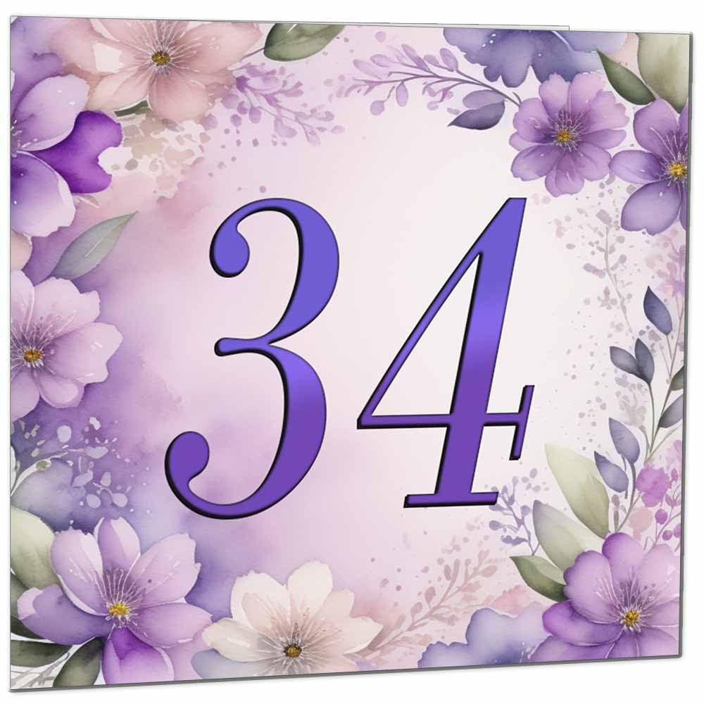 Birthday Card for Women - Purple Floral 80th Birthday Cards for year old woman Ladies Grandma Nan Aunt Mum Sister Mom Friend