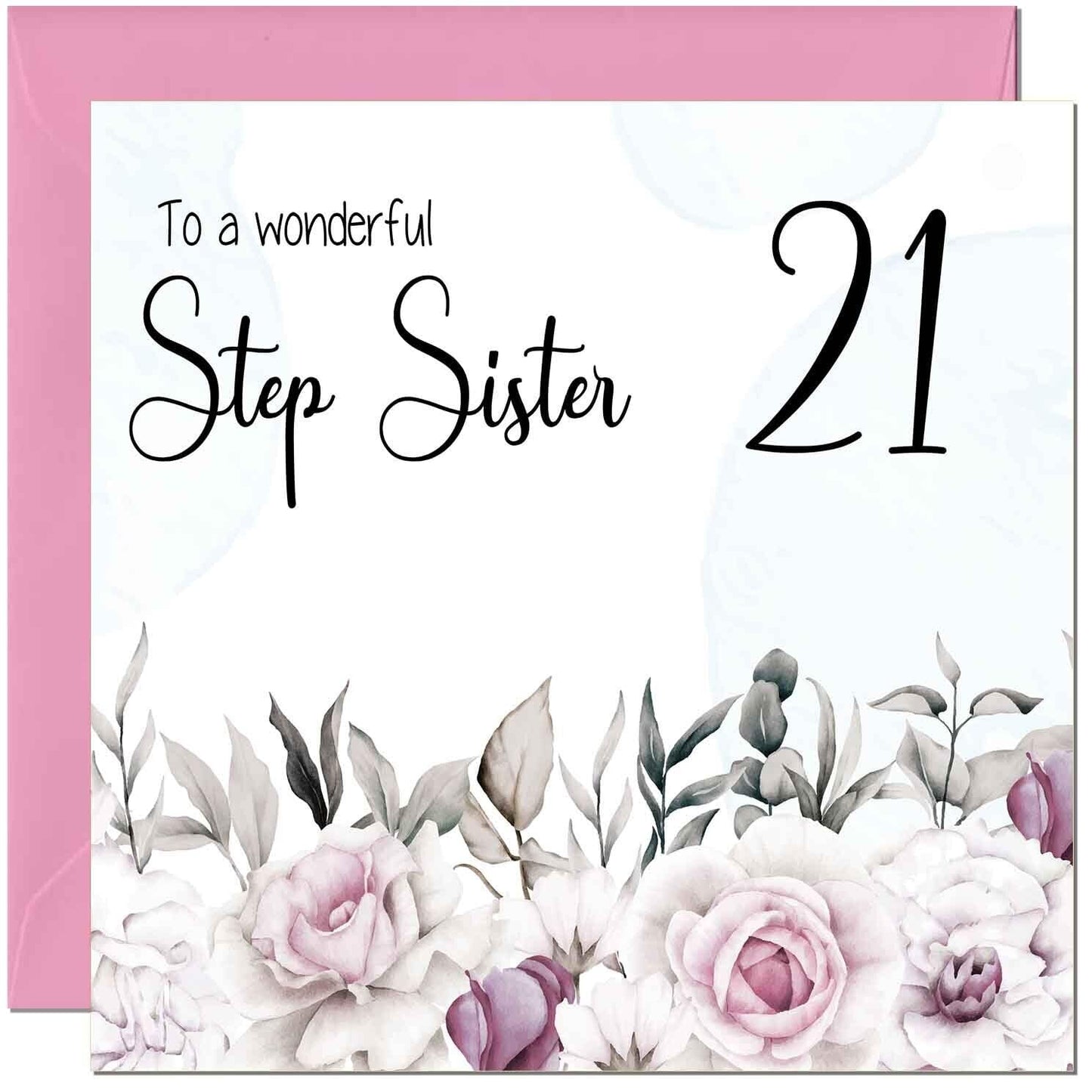 Step Sister Birthday Card Floral Elegant Step Sisters