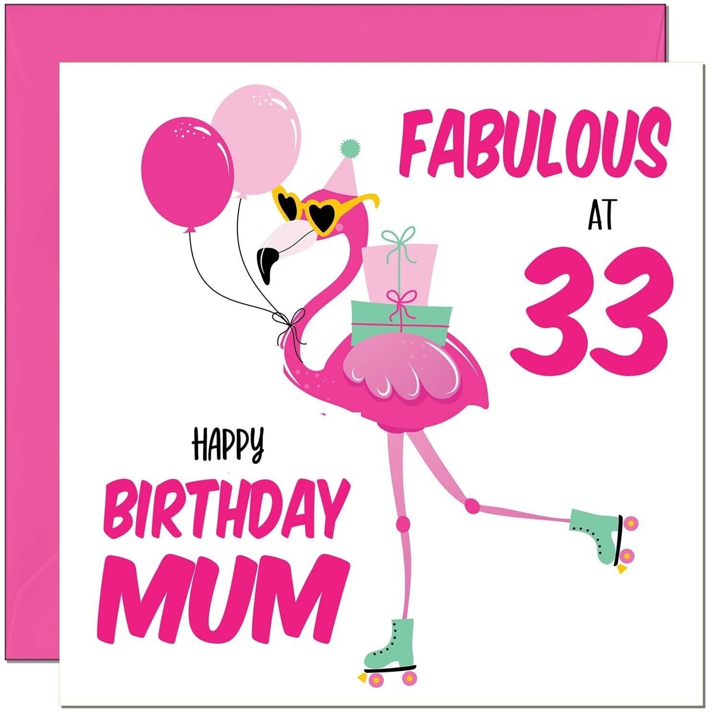 Mum Birthday Card - Fabulous Flamingo - Mom Womens Pink Cute Mum Mothers
