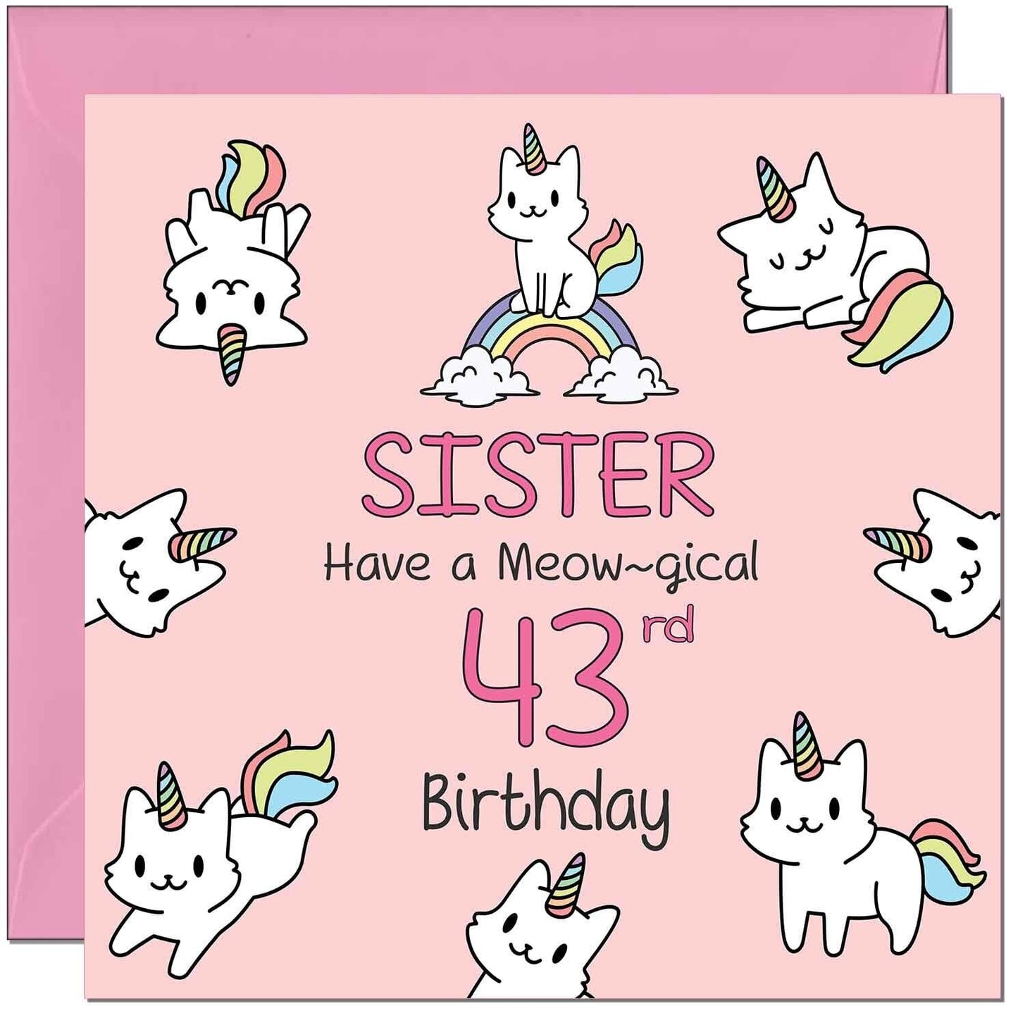 Sister Birthday Card - Funny Cat Cute Sister's