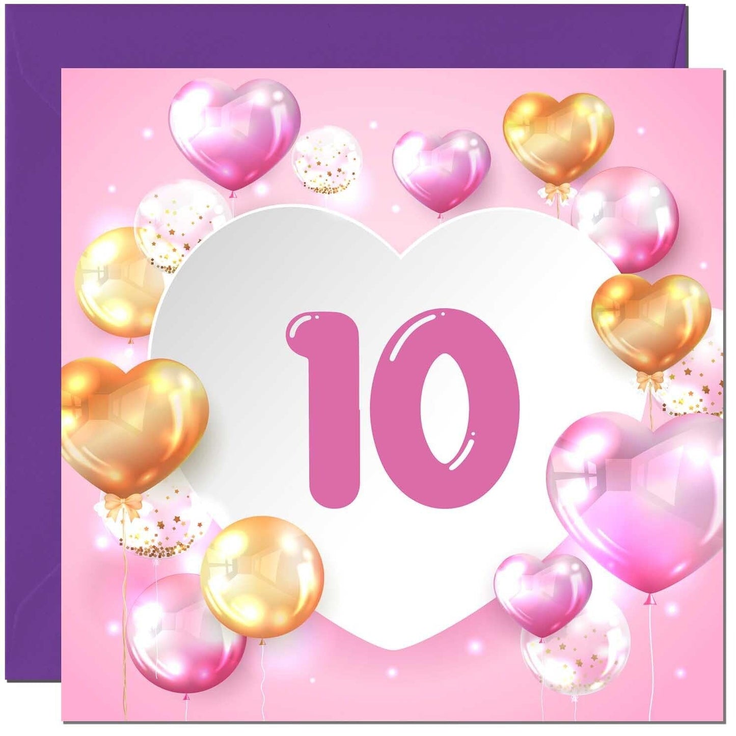 Birthday Card for women Girls Pink Balloon Numbers