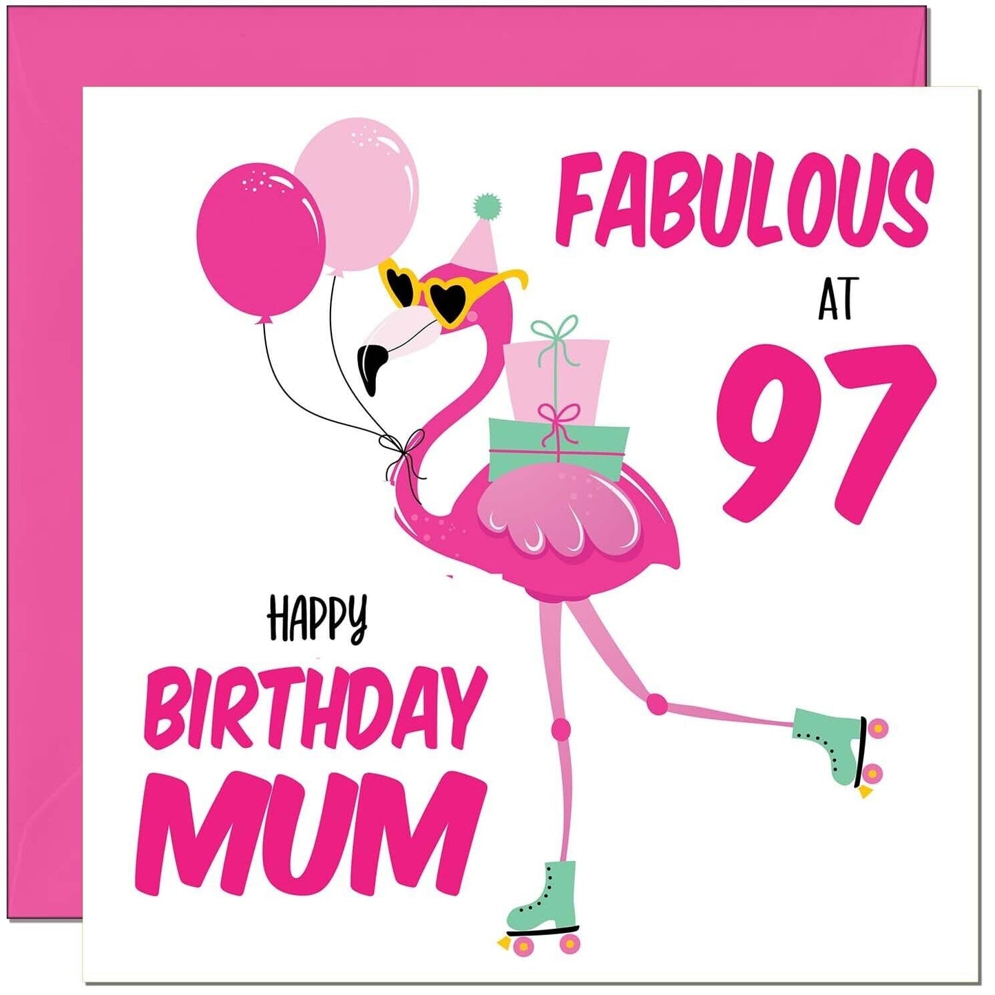 Mum Birthday Card - Fabulous Flamingo - Mom Womens Pink Cute Mum Mothers